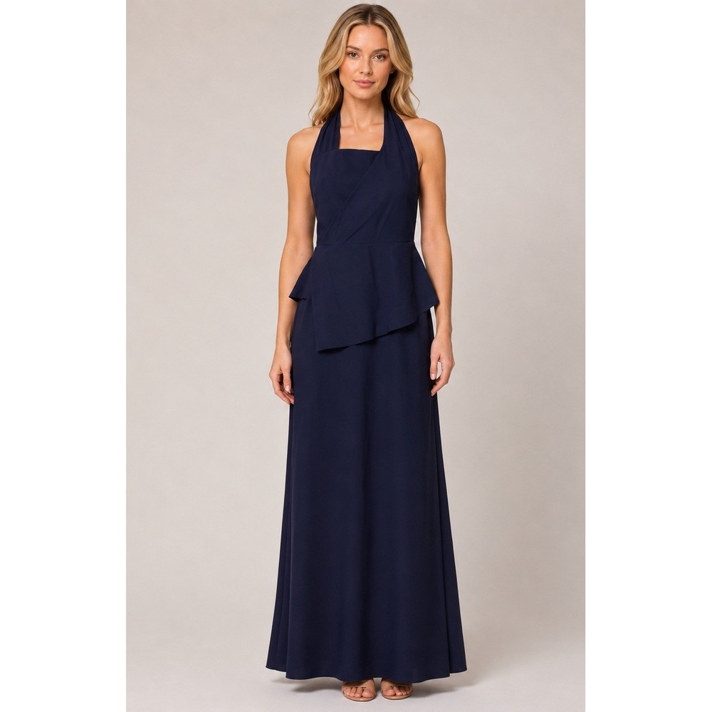 Chiara Boni La Petite Robe Dress Blue Ball Gown Halter Italy Designer Prom SZ 10
